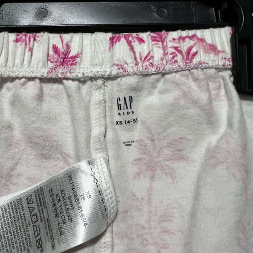 Gap Kids Girls Pants W/ All Over Palm Tree Print in White/Pink - Picture 7 of 8