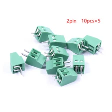 50 x Screw Terminal Block 2.54mm Pitch 2 - PIN PCB Mount 2 ways Connector Green
