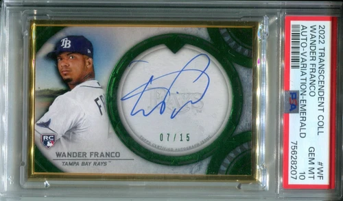 2022 Topps Transcendent Wander Franco RC Emerald Gold Frame Auto /15 PSA 10
