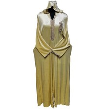 Femmes Marocain Jaune Premium Velours Long Manche Capuche Robe Caftan Djellaba