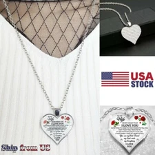 Never Forget That I Love You To My Wife Heart Necklace Pendant Roses Best Gifts