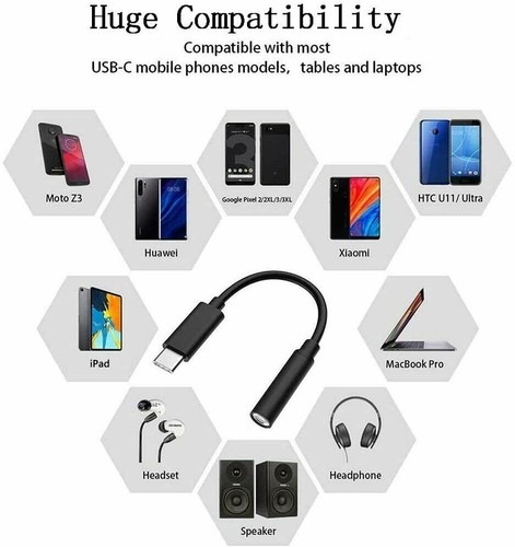 USB-C Typ C Adapter do 3,5 mm Aux Jack Adapter Słuchawki do Samsung do iPhone - Zdjęcie 2 z 14