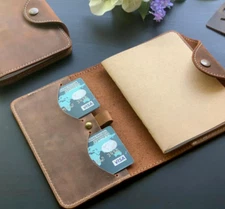 notebook notes book jacket cover slipcase card pen bag cow leather brown H212