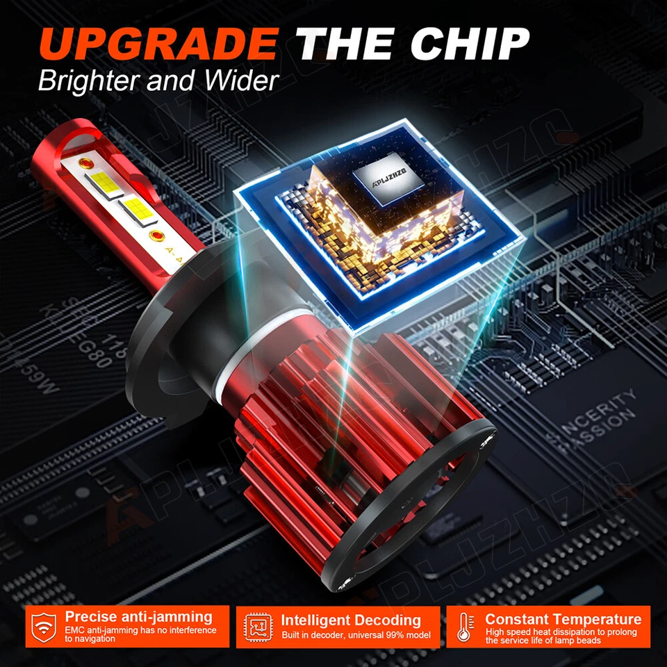 9003 H4 LED Headlight Bulbs High Low Beam For Nissan NP300 Cab Pickup 2009-2020 - Image 3 of 4