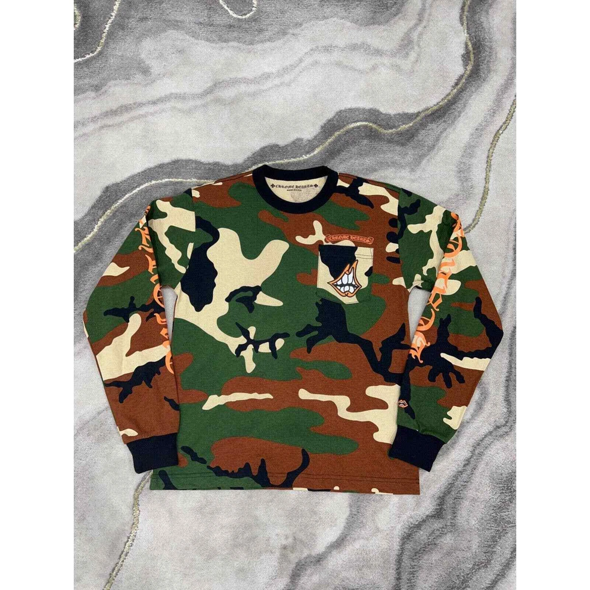 Chrome Hearts Matty Boy Caution Camouflage Long Sleeve Tee T-shirt Shirt Small S