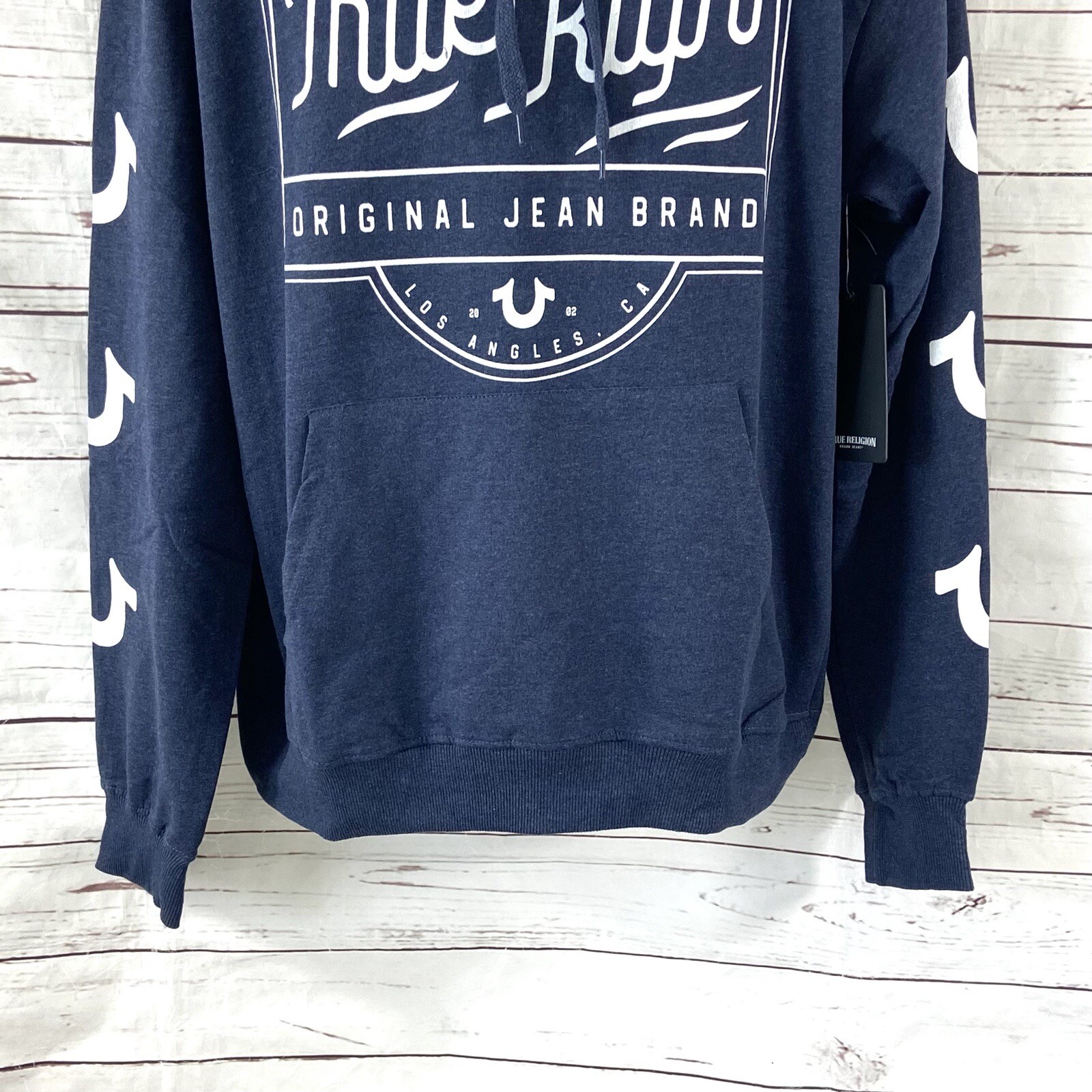 True Religion Hoodie Men’s XL Blue Logo Long Sleeve Original Jean Brand image 3