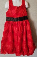 Jessica Ann Girls Dress Size 6 Fancy Zipper Closure Sleeveless Red  Black Tie
