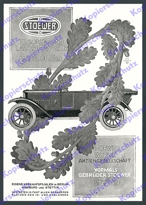 Advertising Stoewer-Werke car convertible Szczecin Szczecin oak leaves Max Baumann 1924