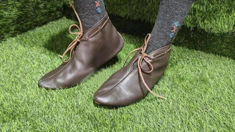 Zapatos de giro vikingo, zapatos de una pieza, zapatillas vikingas-haithabu, zapato reactor vikingo