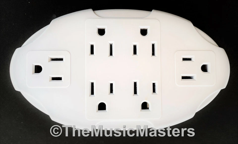 (2) 6 Outlet Electrical Socket Adapter Cover Oval 6-Way Wall Plug Power Splitter - Image 4 of 4