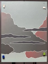 Outsider Art, Unkown Artist, Southwest Clouds Triptych, Fine Art Serigraph Print