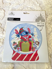 Disney Parks Santa Stitch Die Cut Magnet New, 2024 Collection, Snow Globe Magnet