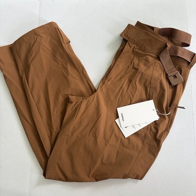 Halfdays Womens Sz M Bastille Trail Pants Chestnut Recycled Nylon Belted UPF 50