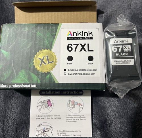 1PK 67XL Black Ink Cartridge For HP Envy 2700 2700e 2755 2755e 4155e 2855e 4255e - Picture 2 of 3