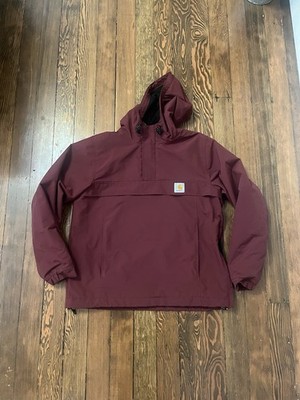 Carhartt WIP Men Nimbus Pullover Waterproof Burgundy Anorak Jacket - Medium