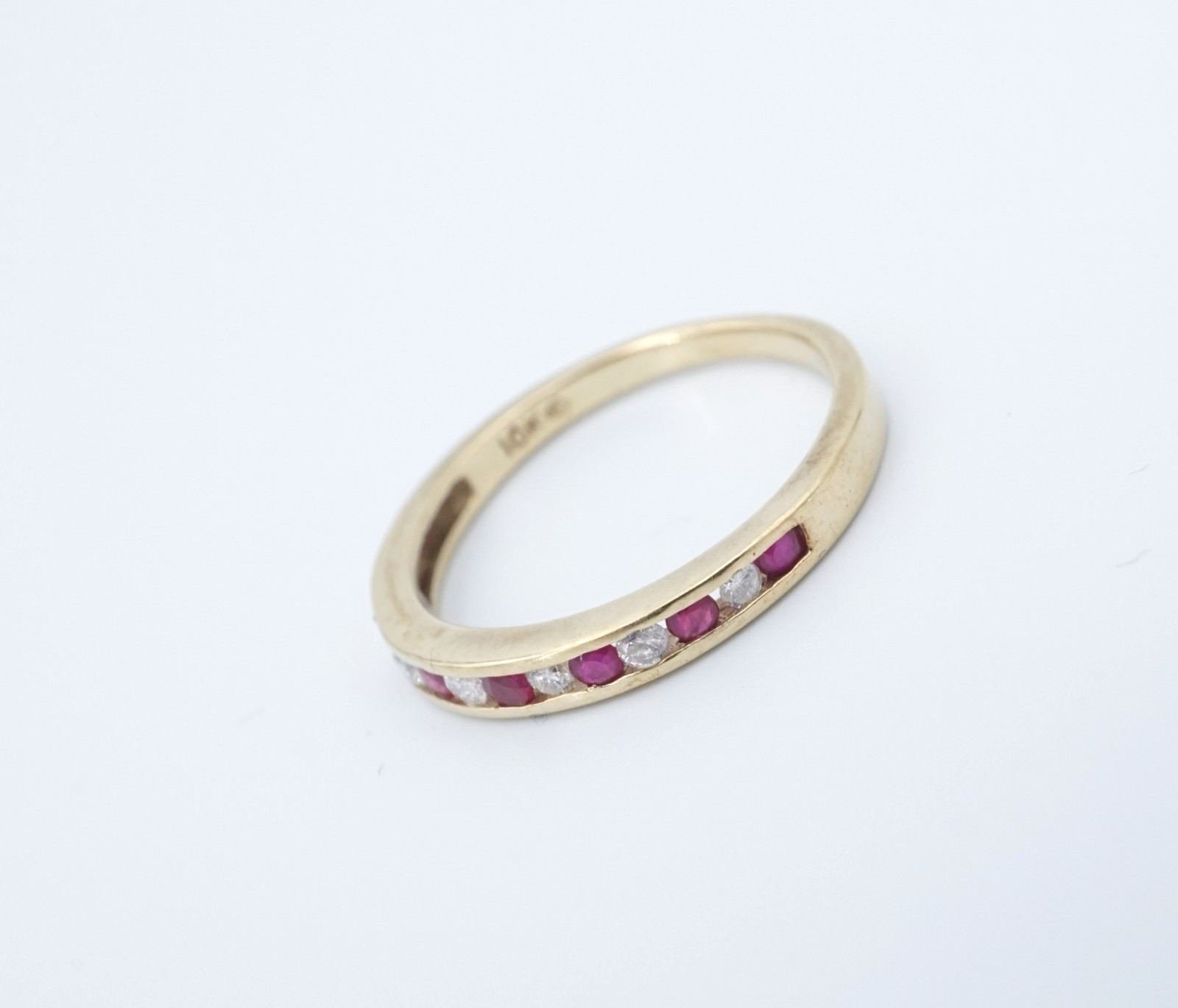 10k Natural Ruby Diamond Stackable Band Ring Yell… - image 2