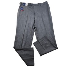 Stafford Performance Dress Pants Mens 42x32 Gray Wool Blend Classic Fit NEW