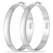 Big Silver Hoop Earrings for Women Sterling Silver Hoop Earrings Large Silver...