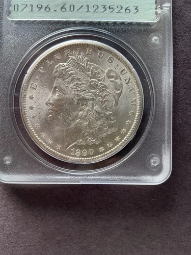 1890 P Morgan Dollar PCGS MS60 Rattler Holder