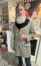VTG 60S SIR PENDLETON PEA COAT TRENCH JACKET WOOL LOOP COLLAR PLAID MENS LARGE