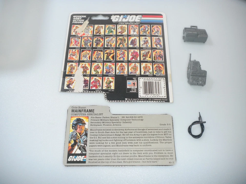 Figura y tarjeta Mainframe V1 1986 de colección G.I. Lote GI Joe 3.75 ARAH *100% Completo Foto 3 de 4