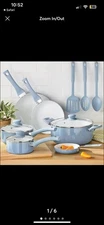 Mainstays Ceramic 12-Piece Nonstick Aluminum Cookware Set Sky Blue Brand New