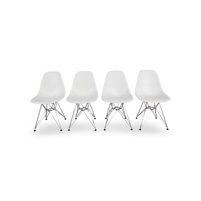 Set of 4 Vitra DSR chairs Charles Ray Eames white design side chair