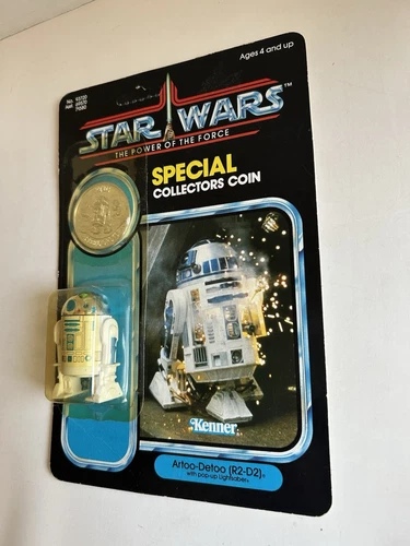 Vintage Star Wars Power Of The Force R2-D2 Coin Unpunched Kenner 1984 92 Back - Picture 8 of 24