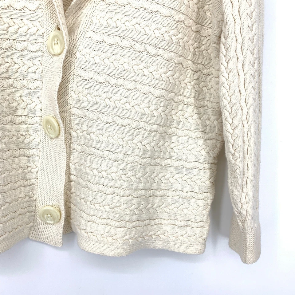 Cárdigan Jones New York cuello chal para mujer talla 2X tejido con cable crema  Foto 4 de 4