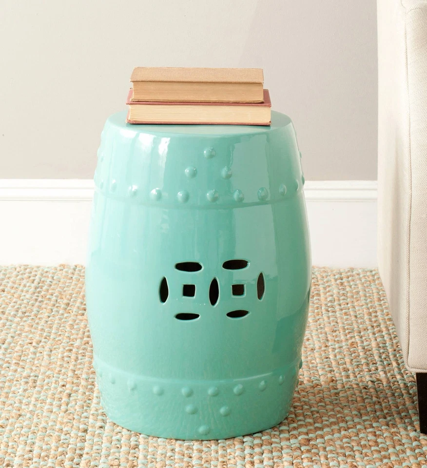 Safavieh Modern Ming Aqua Chinese Garden Stool - Image 2 of 2