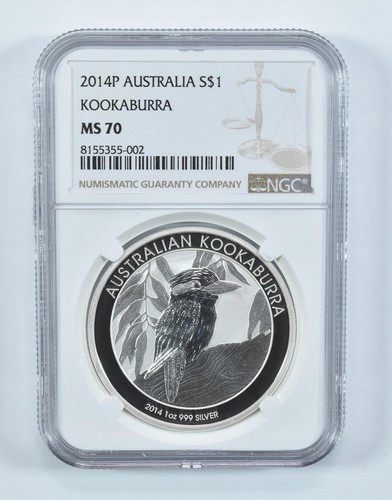 2014 P Australia 1 Dollar Silver Kookaburra MS70 NGC Brown Label *9074