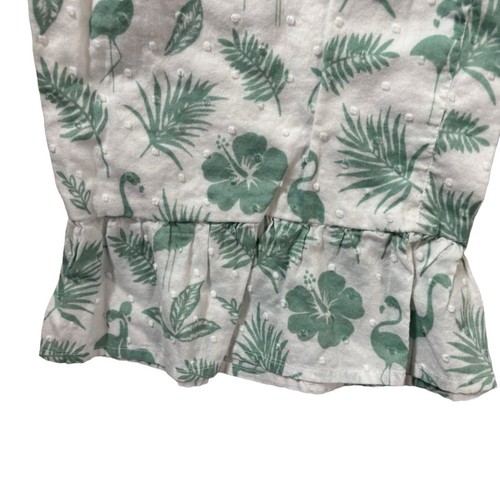 Janie And Jack Girls Romper 5 Green White Sage Flower Flamingo Jumpsuit Ruffle - Picture 4 of 9