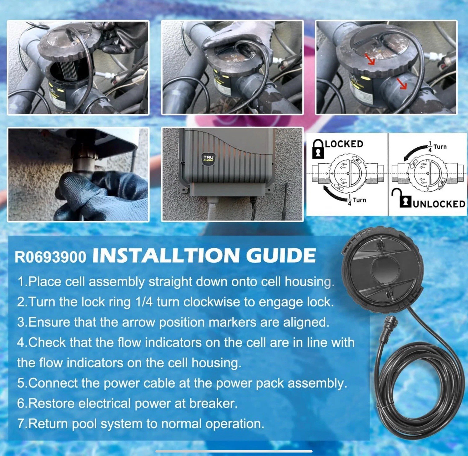 R0693900 TruClear Salt Cell Assembly for All Jandy Pro Series TruClear Chlorine