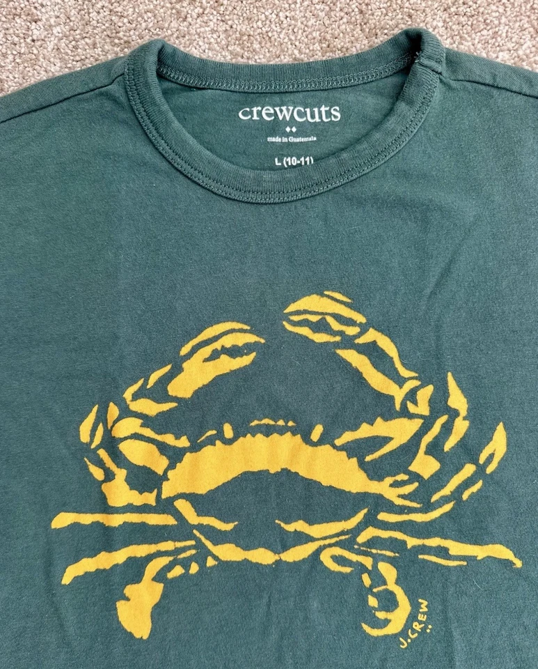 Crewcuts Crab Graphic T Shirt Size L 10-11 Green Short Sleeve Cotton Crew Neck - Image 2 of 4