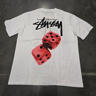 Stussy Fuzzy Dice Tee White SS22 Men's Size medium Streetwear