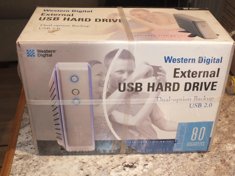 Western Digital Externe USB Festplatte 80GB Computer Hard Disk Backup Neu