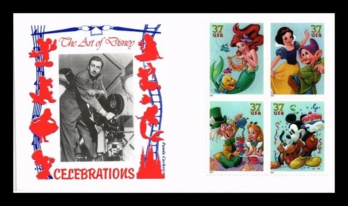 US COVER ART OF DISNEY CELEBRATIONS FIRST DAY ISSUE SETENANT PANDA CACHET