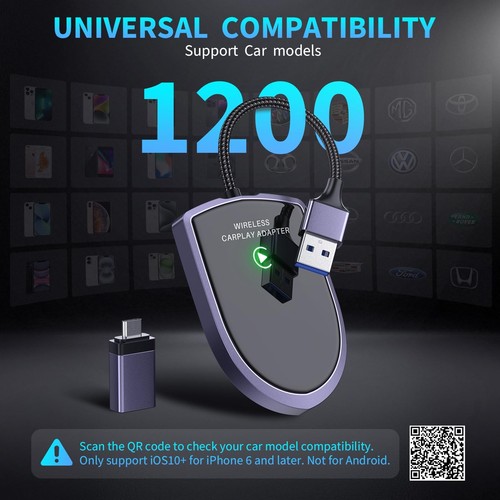 Adaptateur sans fil CarPlay pour Apple iPhone (mise à niveau 2025) - Instant Wireless C... - Photo 8 sur 8