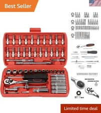 53-Piece 1/4" Drive Socket Ratchet Set with 72 Tooth for Auto & Home