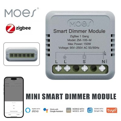 MOES 1/2Gang Mini ZigBee Unterputz Modul LED Dimmer Schalter Alexa Google new