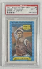 1970 ROLD GOLD PRETZELS BASEBALL GREATS #4 MICKEY COCHRANE PSA 9 30153050