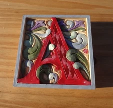 Jim shore Heartwood Creek Monogram Letter A  2008 Jim Shore Design