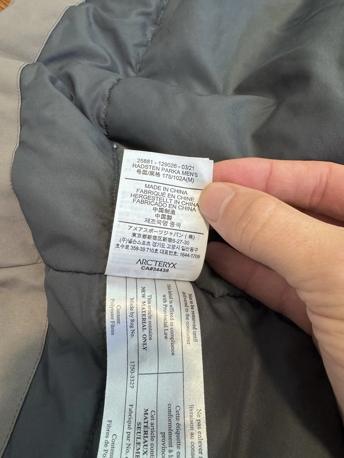 Arc'teryx Radsten Parka Men's Insulated Gore-Tex Hooded Gray Jacket Size M image 5