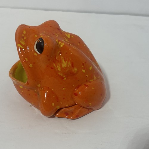 Vintage Ceramic RETRO Wide Mouth SPECKLED Frog/Toad SPONGE HOLDER- KITCHEN 1970s - Picture 3 of 5
