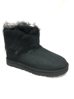 UGG Australia Women's Mini Toscana Cuff Black Sheepskin Boots 1102991