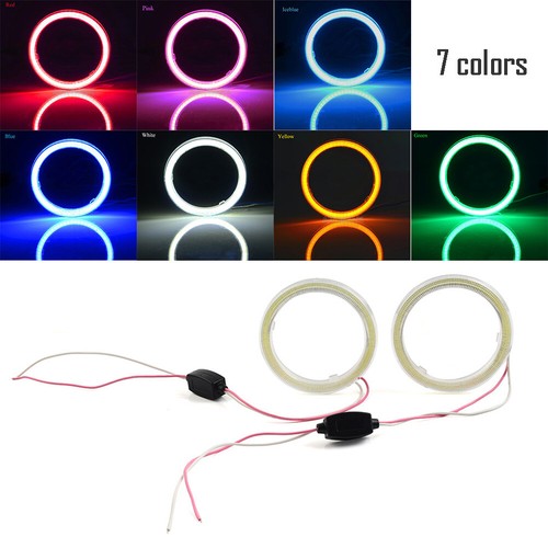 New 70MM Car DRL Fog Headlights COB Angel Eyes Halo Ring LED Light Universal 12V - Picture 1 of 37