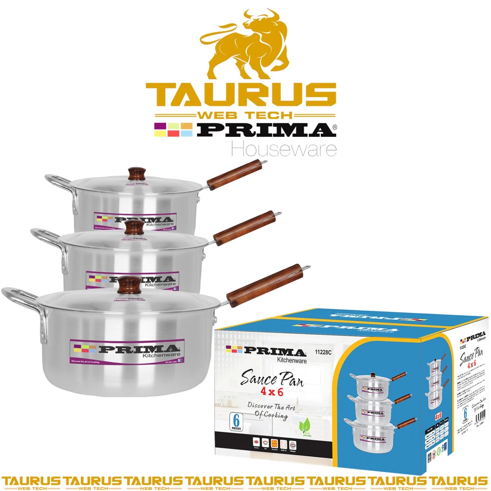 6 Pcs SAUCE PAN WITH LIDS 24-28cm Pots Kitchen Cooking Cookware Set UK FREE P&P