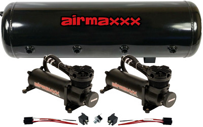 airmaxxx Dual 480 Air Compressors with 8 Gallon 9-Port Tank 150 PSI For Air Ride