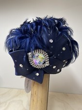 Ms. Divine Church Or Derby Hat Navy Blue with feathers. Unique and Beautiful.