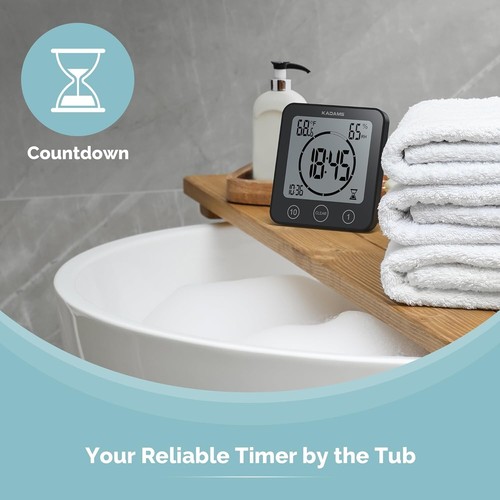 Compact Digital Shower Timer Clock with Loud Alarm & Temperature Feature - Black - Picture 6 of 12